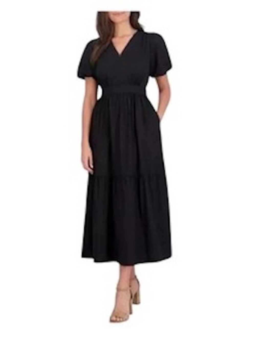 French Connection black midi / maxi dress with pockets size L NWT